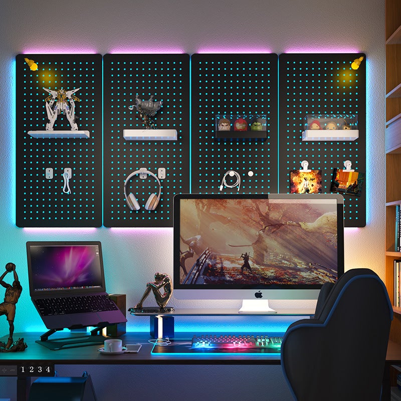 Game Desk Wall Pegboard Display Rack Computer Desk Wall Storage Organizer Equipment Placement Rack Desk - Image 3